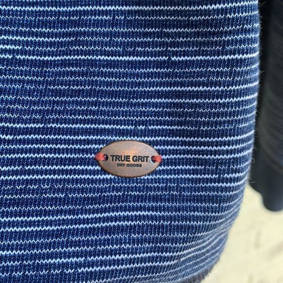 True Grit California 100% cotton blue striped sweatshirt thick teeshirt men’s XL - Picture 4 of 8